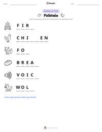 Folktale printable worksheet preview