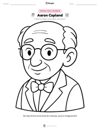 Página para colorear de Aaron Copland para niños