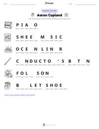 Aaron Copland printable worksheet preview