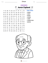 Aaron Copland printable worksheet preview