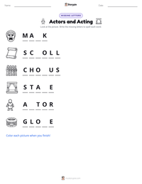 Actors and Acting printable worksheet preview