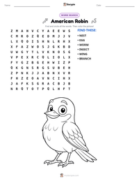 American Robin printable worksheet preview