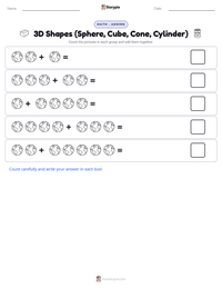 3D Shapes (Sphere, Cube, Cone, Cylinder) printable worksheet preview