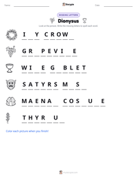 Dionysus printable worksheet preview
