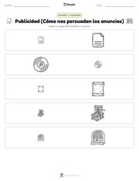 Vista previa de la hoja de trabajo imprimible de Publicidad (Cómo nos persuaden los anuncios)