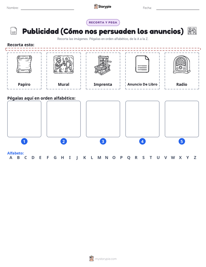 Cortar y Pegar el Alfabeto