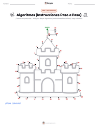 Vista previa de la hoja de trabajo imprimible de Algoritmos (Instrucciones Paso a Paso)
