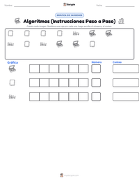 Vista previa de la hoja de trabajo imprimible de Algoritmos (Instrucciones Paso a Paso)
