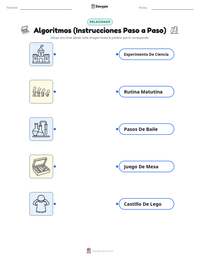 Vista previa de la hoja de trabajo imprimible de Algoritmos (Instrucciones Paso a Paso)