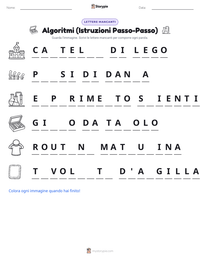 Anteprima della scheda stampabile di Algoritmi (Istruzioni Passo-Passo)