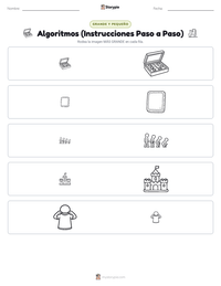 Vista previa de la hoja de trabajo imprimible de Algoritmos (Instrucciones Paso a Paso)