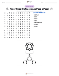 Vista previa de la hoja de trabajo imprimible de Algoritmos (Instrucciones Paso a Paso)