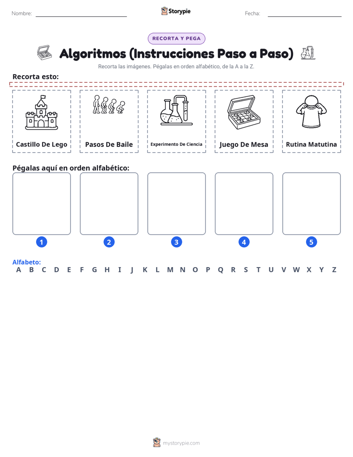 Cortar y Pegar el Alfabeto