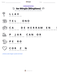 Vista previa de la hoja de trabajo imprimible de Ser Bilingüe (Bilingüismo)