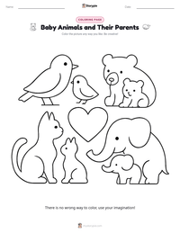 Baby Animals and Their Parents coloring page for kids