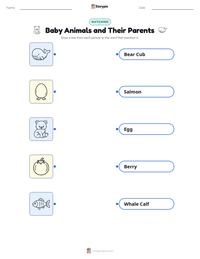 Baby Animals and Their Parents printable worksheet for kids