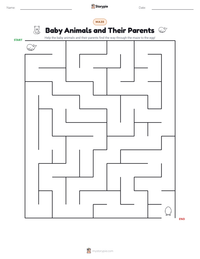Baby Animals and Their Parents printable worksheet preview