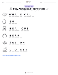Baby Animals and Their Parents printable worksheet preview