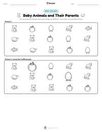 Baby Animals and Their Parents printable worksheet preview