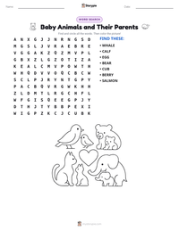 Baby Animals and Their Parents printable worksheet preview