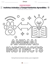 Página para colorear de Instintos Animales y Comportamientos Aprendidos para niños