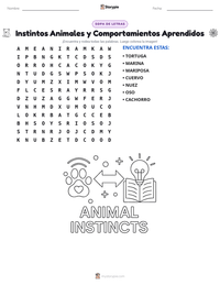 Vista previa de la hoja de trabajo imprimible de Instintos Animales y Comportamientos Aprendidos