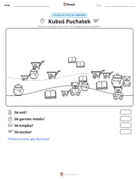 Podgląd drukowalnego arkusza ćwiczeń Kubuś Puchatek