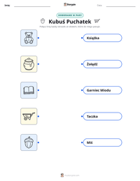 Podgląd drukowalnego arkusza ćwiczeń Kubuś Puchatek
