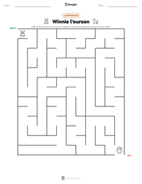 Aperçu de la feuille de travail imprimable Winnie l'ourson