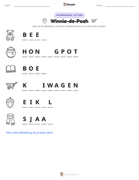Winnie-de-Poeh afdrukbare werkblad voorbeeld
