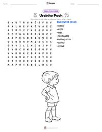 Prévia da folha de atividades imprimível Ursinho Pooh