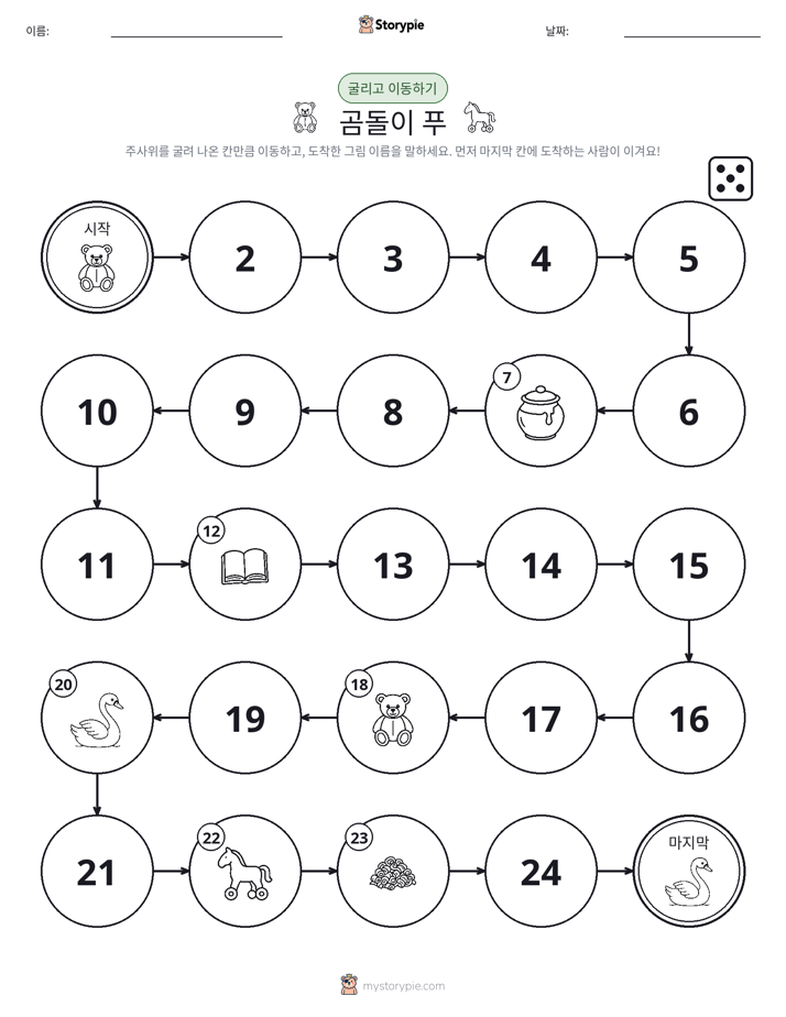 주사위 굴리고 이동하기 게임