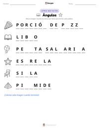 Vista previa de la hoja de trabajo imprimible de Ángulos
