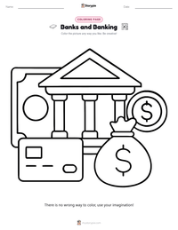 Banks and Banking coloring page for kids