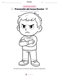 Página para colorear de Prevención del Acoso Escolar para niños
