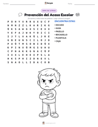 Vista previa de la hoja de trabajo imprimible de Prevención del Acoso Escolar