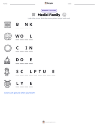 Medici Family printable worksheet preview