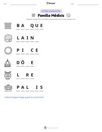 Aperçu de la feuille de travail imprimable Famille Médicis