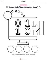 Binary Code (How Computers Count) coloring page for kids