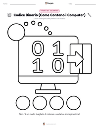 Pagina da colorare di Codice Binario (Come Contano i Computer) per bambini