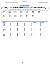 Vista previa de la hoja de trabajo imprimible de Código Binario (Cómo Cuentan las Computadoras)