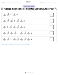 Vista previa de la hoja de trabajo imprimible de Código Binario (Cómo Cuentan las Computadoras)