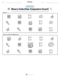 Binary Code (How Computers Count) printable worksheet preview