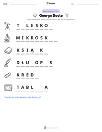 Podgląd drukowalnego arkusza ćwiczeń George Boole