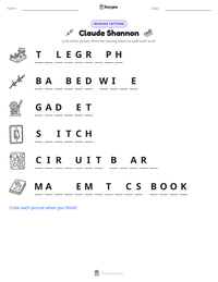 Claude Shannon printable worksheet preview