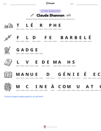 Aperçu de la feuille de travail imprimable Claude Shannon