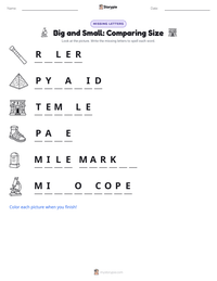 Big and Small: Comparing Size printable worksheet preview