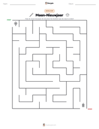 Maan-Nieuwjaar afdrukbare werkblad voorbeeld