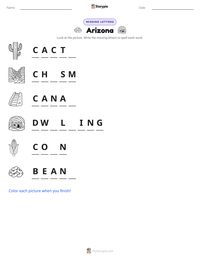 Arizona printable worksheet preview