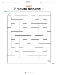 Anteprima della scheda stampabile di Cicli Vitali degli Animali